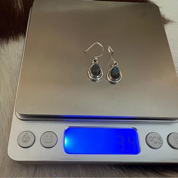 ❤️ Labradorite Bohemian Hippie Navajo Style 925 Dangle Earrings 1.10”L - 3.4Gm - Picture 8 of 11